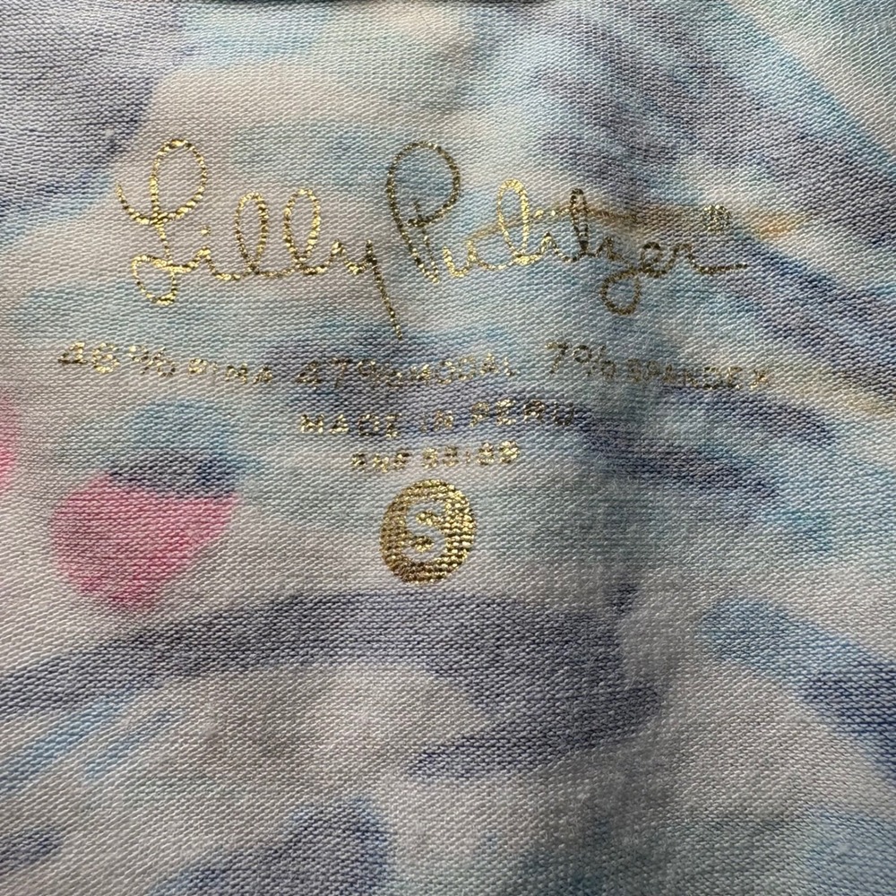Lilly Pulitzer Top Womens S Brewster Serene Blue Tippy Tropical Resort Cruise‎ - Picture 4 of 8